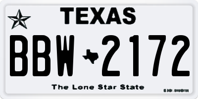 TX license plate BBW2172