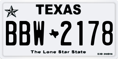 TX license plate BBW2178