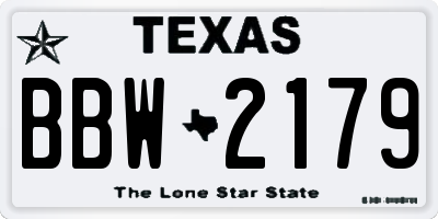TX license plate BBW2179