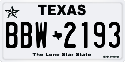 TX license plate BBW2193