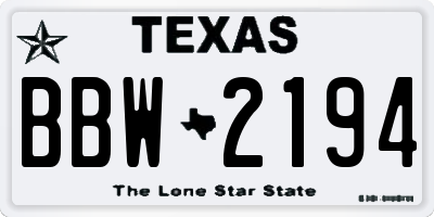 TX license plate BBW2194