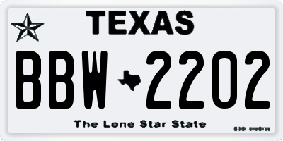 TX license plate BBW2202