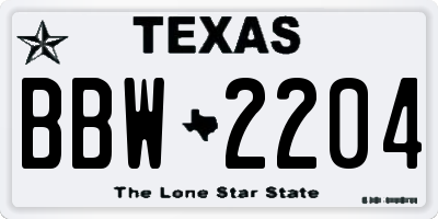 TX license plate BBW2204