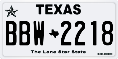 TX license plate BBW2218