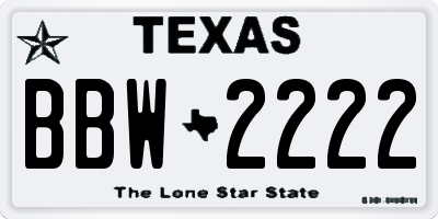 TX license plate BBW2222