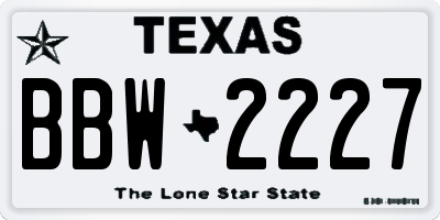 TX license plate BBW2227