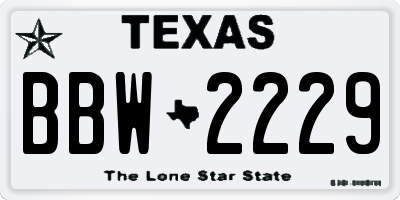 TX license plate BBW2229