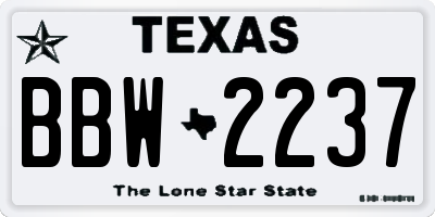 TX license plate BBW2237
