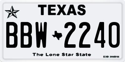 TX license plate BBW2240