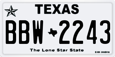 TX license plate BBW2243