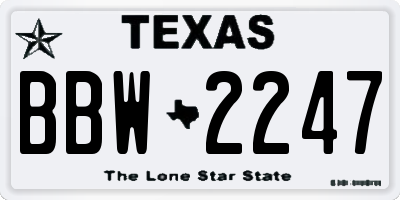 TX license plate BBW2247
