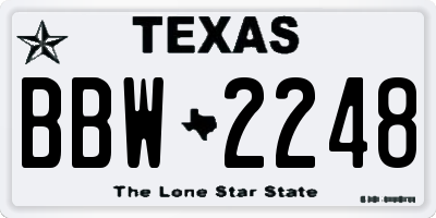 TX license plate BBW2248