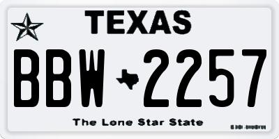 TX license plate BBW2257