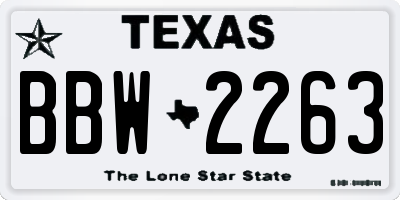 TX license plate BBW2263
