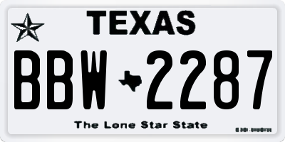 TX license plate BBW2287