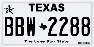 TX license plate BBW2288