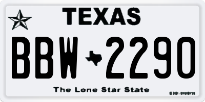 TX license plate BBW2290