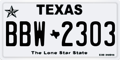 TX license plate BBW2303