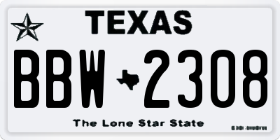 TX license plate BBW2308