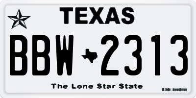 TX license plate BBW2313
