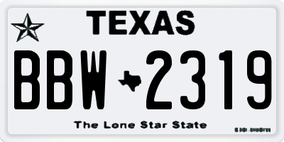 TX license plate BBW2319