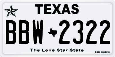 TX license plate BBW2322