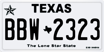 TX license plate BBW2323