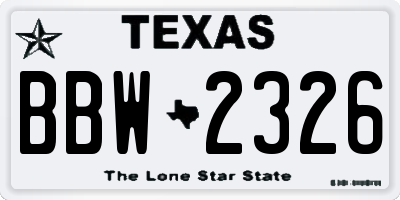 TX license plate BBW2326