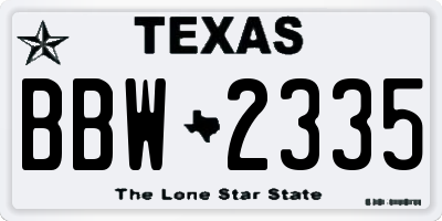 TX license plate BBW2335