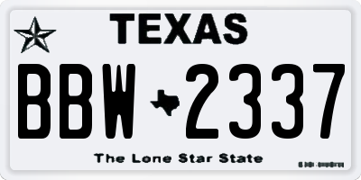 TX license plate BBW2337