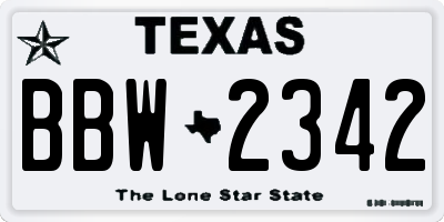 TX license plate BBW2342