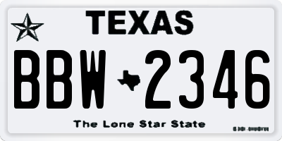 TX license plate BBW2346
