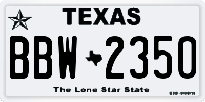 TX license plate BBW2350