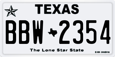 TX license plate BBW2354