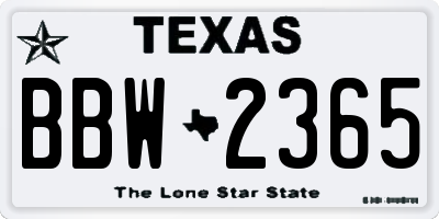 TX license plate BBW2365