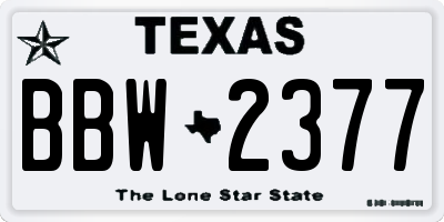 TX license plate BBW2377