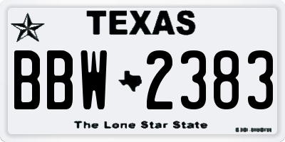 TX license plate BBW2383