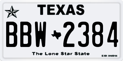 TX license plate BBW2384