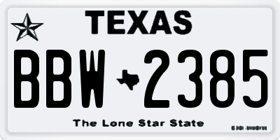 TX license plate BBW2385