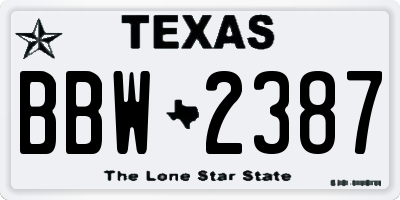 TX license plate BBW2387