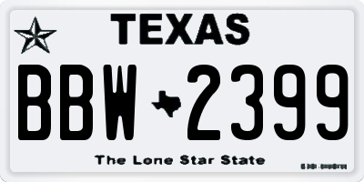 TX license plate BBW2399