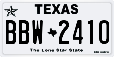 TX license plate BBW2410