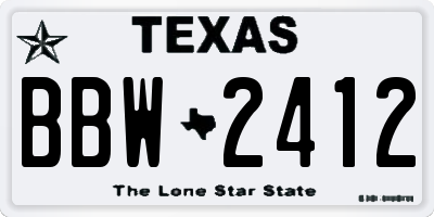 TX license plate BBW2412