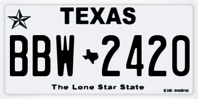 TX license plate BBW2420