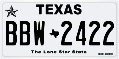 TX license plate BBW2422