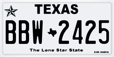 TX license plate BBW2425