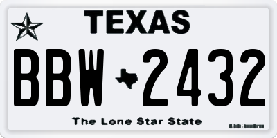 TX license plate BBW2432