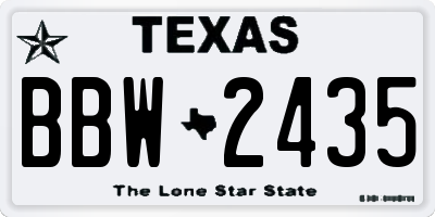 TX license plate BBW2435