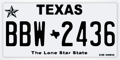 TX license plate BBW2436