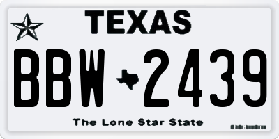 TX license plate BBW2439